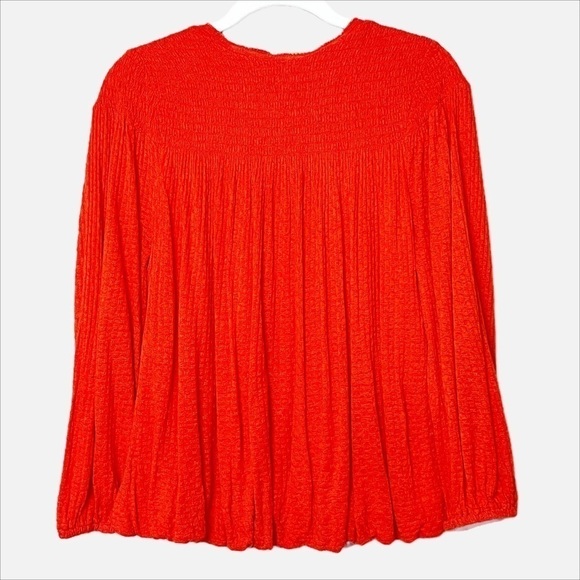 Free People Begonia Top red embroidered flowy boho blouse long sleeve bohemian - Picture 5 of 12